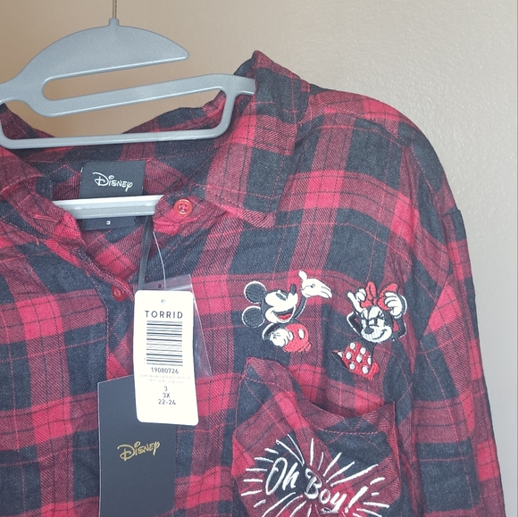 Mickey and Minnie plaid button down top - Picture 3 of 3